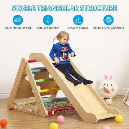 Home Gyms |  Toddler Indoor Gym Playset, 2 in 1 Wooden Climbing Toys Home Gyms Home Gyms