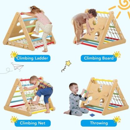 Home Gyms |  Toddler Indoor Gym Playset, 2 in 1 Wooden Climbing Toys Home Gyms Home Gyms