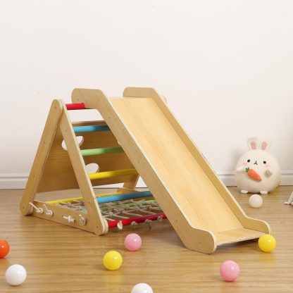 Home Gyms |  Toddler Indoor Gym Playset, 2 in 1 Wooden Climbing Toys Home Gyms Home Gyms