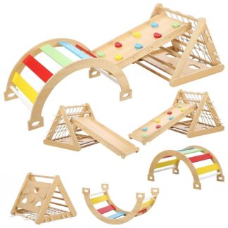 Home Gyms |  Toddler Indoor Gym Playset, 3 in 1 Wooden Climbing Toys Home Gyms Home Gyms