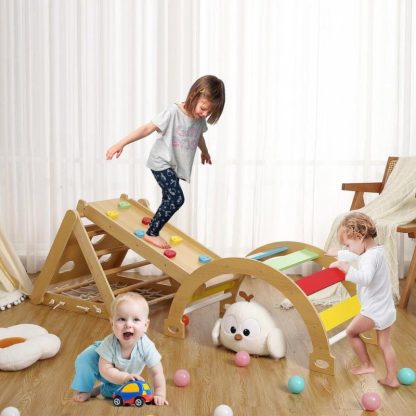 Home Gyms |  Toddler Indoor Gym Playset, 3 in 1 Wooden Climbing Toys Home Gyms Home Gyms