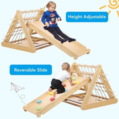 Home Gyms |  Toddler Indoor Gym Playset, 3 in 1 Wooden Climbing Toys Home Gyms Home Gyms