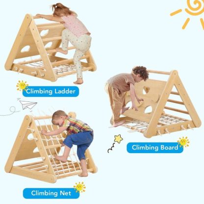 Home Gyms |  Toddler Indoor Gym Playset, 3 in 1 Wooden Climbing Toys Home Gyms Home Gyms