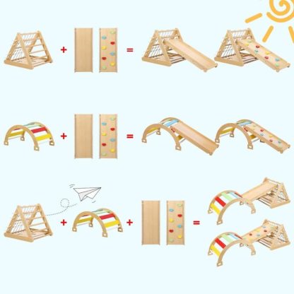 Home Gyms |  Toddler Indoor Gym Playset, 3 in 1 Wooden Climbing Toys Home Gyms Home Gyms