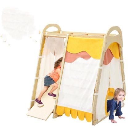 Home Gyms |  Toddler Indoor Gym Playset, 7-in-1 Jungle Gym Playset for Toddlers Home Gyms Brown