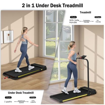 Home Gyms |  Treadmill-Walking Pad-Under Desk Treadmill 0.6-7.6MPH 2.5HP 2 in 1 Folding Treadmill-Treadmills for Home and Office Home Gyms Home Gyms