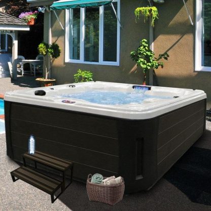 Hot Tubs |  6-Person 30-Jet Premium Acrylic Lounger Hot Tub with LED Waterfall Hot Tubs Hot Tubs