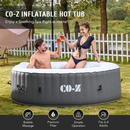 Hot Tubs |  CO-Z Round Inflatable Hot Tub, 4 Person Blow Up Portable Hot Tub Hot Tubs Black & White/Blue & White/Green & White/Grey & White