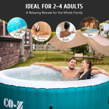 Hot Tubs |  CO-Z Round Inflatable Hot Tub, 4 Person Blow Up Portable Hot Tub Hot Tubs Black & White/Blue & White/Green & White/Grey & White