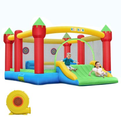 Inflatable Bounce Houses |  15′ x 12′ Large Inflatable Bounce House for 6 Kids with Blower & Slide for 3-10 yrs Children & Basket Ball Hoop Inflatable Bounce Houses Inflatable Bounce Houses