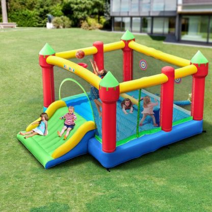 Inflatable Bounce Houses |  15′ x 12′ Large Inflatable Bounce House for 6 Kids with Blower & Slide for 3-10 yrs Children & Basket Ball Hoop Inflatable Bounce Houses Inflatable Bounce Houses