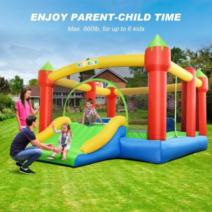 Inflatable Bounce Houses |  15′ x 12′ Large Inflatable Bounce House for 6 Kids with Blower & Slide for 3-10 yrs Children & Basket Ball Hoop Inflatable Bounce Houses Inflatable Bounce Houses