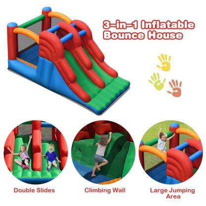 Inflatable Bounce Houses |  3-in-1 Inflatable Bounce House Jumping Castle Bouncer w/ Blower – Blue+ Green + Red + Orange Inflatable Bounce Houses Inflatable Bounce Houses