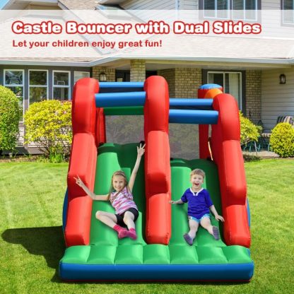 Inflatable Bounce Houses |  3-in-1 Inflatable Bounce House Jumping Castle Bouncer w/ Blower – Blue+ Green + Red + Orange Inflatable Bounce Houses Inflatable Bounce Houses