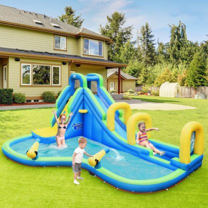 Inflatable Bounce Houses |  5 in 1 Inflatable Water Slide Bouncer Park with Blower Inflatable Bounce Houses Inflatable Bounce Houses