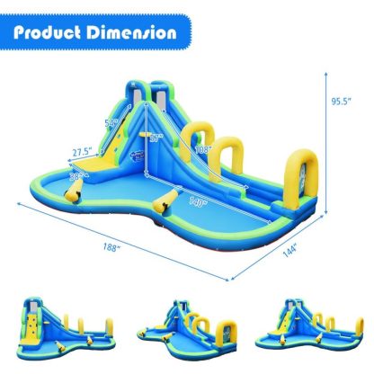 Inflatable Bounce Houses |  5 in 1 Inflatable Water Slide Bouncer Park with Blower Inflatable Bounce Houses Inflatable Bounce Houses