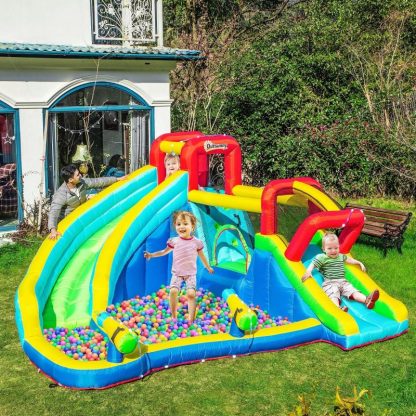 Inflatable Bounce Houses |  5-in-1 Inflatable Water Slide Kids Bounce House Jumping Castle Includes Trampoline Slide Water Pool w/ 450W Air Blower Inflatable Bounce Houses Inflatable Bounce Houses