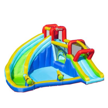 Inflatable Bounce Houses |  5-in-1 Inflatable Water Slide Kids Bounce House Jumping Castle Includes Trampoline Slide Water Pool w/ 450W Air Blower Inflatable Bounce Houses Inflatable Bounce Houses