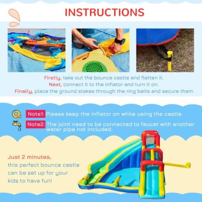 Inflatable Bounce Houses |  5-in-1 Inflatable Water Slide Kids Bounce House Jumping Castle Includes Trampoline Slide Water Pool w/ 450W Air Blower Inflatable Bounce Houses Inflatable Bounce Houses