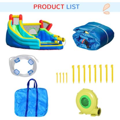 Inflatable Bounce Houses |  5-in-1 Inflatable Water Slide Kids Bounce House Jumping Castle Includes Trampoline Slide Water Pool w/ 450W Air Blower Inflatable Bounce Houses Inflatable Bounce Houses