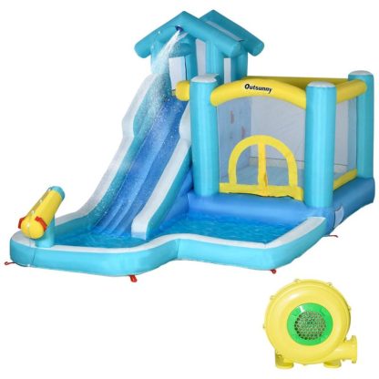 Inflatable Bounce Houses |  5-in-1 Inflatable Water Slide, Kids Castle Bounce House Includes Slide, Trampoline, Pool, Water Gun, Climbing Wall Inflatable Bounce Houses Inflatable Bounce Houses