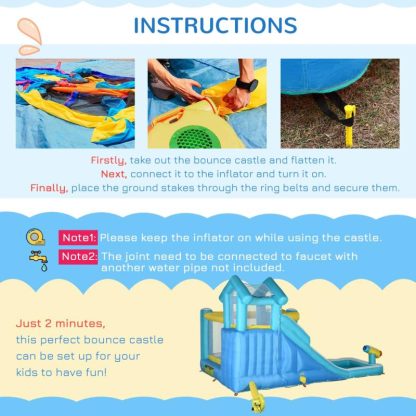 Inflatable Bounce Houses |  5-in-1 Inflatable Water Slide, Kids Castle Bounce House Includes Slide, Trampoline, Pool, Water Gun, Climbing Wall Inflatable Bounce Houses Inflatable Bounce Houses