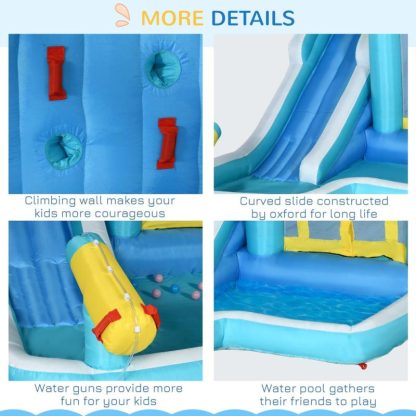 Inflatable Bounce Houses |  5-in-1 Inflatable Water Slide, Kids Castle Bounce House Includes Slide, Trampoline, Pool, Water Gun, Climbing Wall Inflatable Bounce Houses Inflatable Bounce Houses