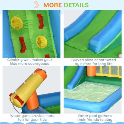 Inflatable Bounce Houses |  5-in-1 Inflatble Water Slide Kids Bounce House Summer Theme Jumping Castle Includes Slide Trampoline Pool Water Gun Inflatable Bounce Houses Inflatable Bounce Houses