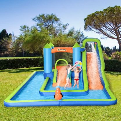 Inflatable Bounce Houses |  5 in-1 Kids Bounce House with Two Slides, Pool, Trampoline, Climbing Wall, Water Cannon Inflatable Bounce Houses Inflatable Bounce Houses