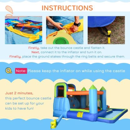 Inflatable Bounce Houses |  5 in-1 Kids Bounce House with Two Slides, Pool, Trampoline, Climbing Wall, Water Cannon Inflatable Bounce Houses Inflatable Bounce Houses