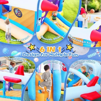 Inflatable Bounce Houses |  6 in 1 Inflatable Bounce Rocket House,187 * 122 * 81”-Inflatable Bouncer Inflatable Bounce Houses Inflatable Bounce Houses