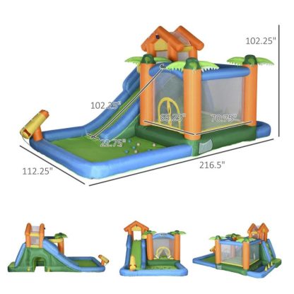 Inflatable Bounce Houses |  6-in-1 Inflatable Castle with Carry Bag, Repair Patches and Air Blower Inflatable Bounce Houses Inflatable Bounce Houses