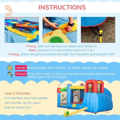 Inflatable Bounce Houses |  6-in-1 Inflatable Water Slide, Kids Castle Bounce House Includes Slide, Trampoline, Pool, Water Gun, Climbing Wall Inflatable Bounce Houses Inflatable Bounce Houses