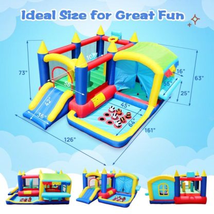 Inflatable Bounce Houses |  7 in 1 Inflatable Bounce House, Bouncy House with Ball Pit for Kids Indoor Outdoor Party Family Fun – MULITCOLOR Inflatable Bounce Houses Inflatable Bounce Houses