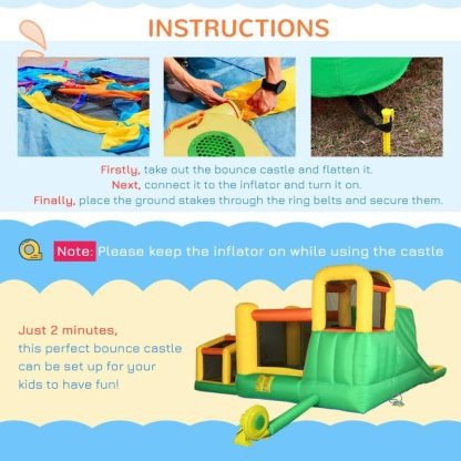 Inflatable Bounce Houses |  7 in 1 Inflatable Water Slide with Large Pool, Soccer Goal, Trampoline, Climbing Wall, Basketball Hoop Inflatable Bounce Houses Inflatable Bounce Houses