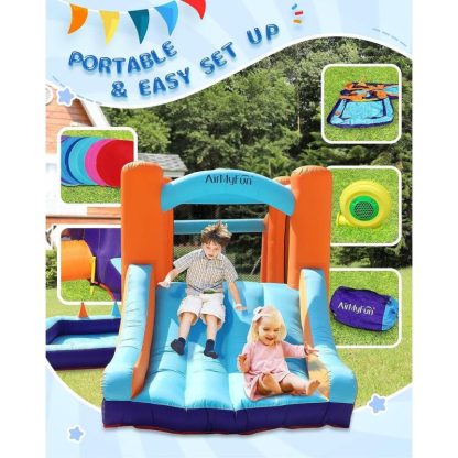 Inflatable Bounce Houses |  Bounce House for Kids 5-12 Inflatable Bouncy House for Kids Outdoor with Ball Pit Pool, Basketball Hoop, Football Playing Inflatable Bounce Houses Inflatable Bounce Houses