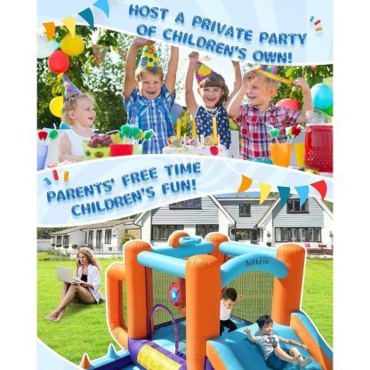 Inflatable Bounce Houses |  Bounce House for Kids 5-12 Inflatable Bouncy House for Kids Outdoor with Ball Pit Pool, Basketball Hoop, Football Playing Inflatable Bounce Houses Inflatable Bounce Houses