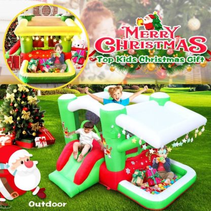 Inflatable Bounce Houses |  Christmas Inflatable slide Bouncer House for Kids Complete Setup with Blower – 80″ x 91″ Play Area – 55″ Tall Inflatable Bounce Houses Inflatable Bounce Houses