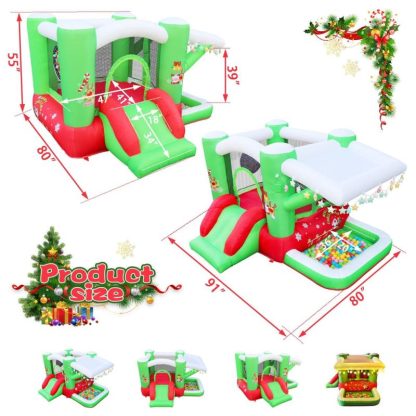 Inflatable Bounce Houses |  Christmas Inflatable slide Bouncer House for Kids Complete Setup with Blower – 80″ x 91″ Play Area – 55″ Tall Inflatable Bounce Houses Inflatable Bounce Houses