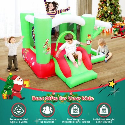 Inflatable Bounce Houses |  Christmas Inflatable slide Bouncer House for Kids Complete Setup with Blower – 80″ x 91″ Play Area – 55″ Tall Inflatable Bounce Houses Inflatable Bounce Houses