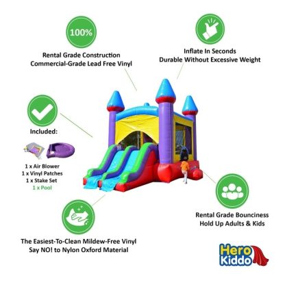 Inflatable Bounce Houses |  Commercial 13.5′ x 26′ Bounce House with Water Slide and Air Blower Inflatable Bounce Houses Inflatable Bounce Houses