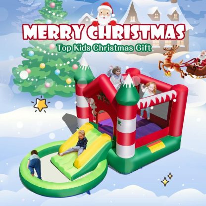 Inflatable Bounce Houses |  Inflatable Bounce House Kids Christmas w/ Slide & Trampoline & Pool Inflatable Bounce Houses Inflatable Bounce Houses