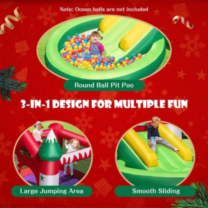 Inflatable Bounce Houses |  Inflatable Bounce House Kids Christmas w/ Slide & Trampoline & Pool Inflatable Bounce Houses Inflatable Bounce Houses