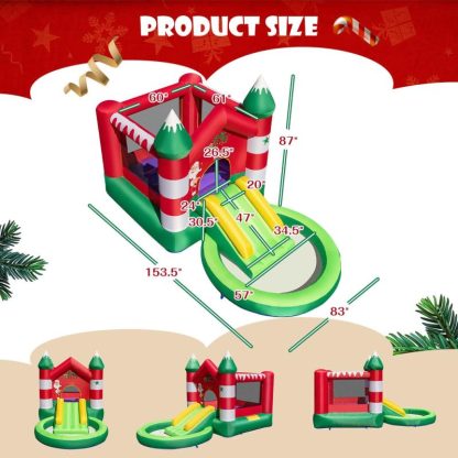 Inflatable Bounce Houses |  Inflatable Bounce House Kids Christmas w/ Slide & Trampoline & Pool Inflatable Bounce Houses Inflatable Bounce Houses