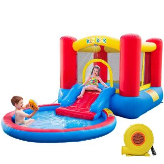 Inflatable Bounce Houses |  Inflatable Bounce House with Blower, Bouncy Castle Waterslide & Pool for Wet Dry Combo, Bouncer with Repair Kits Basketball Hoop Inflatable Bounce Houses Inflatable Bounce Houses