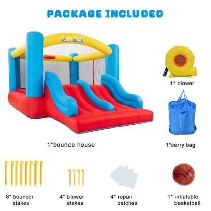 Inflatable Bounce Houses |  Inflatable Bounce House with Blower for 3-10 yr Kids, Bouncy Castle w/Double Slide, 300 LBS Capacity Inflatable Bounce Houses Inflatable Bounce Houses