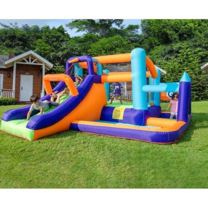 Inflatable Bounce Houses |  Inflatable Bounce House,Jumping Bouncer with Air Blower,Splash Pool to Play,Kids Slide Park for Outdoor Playing with Carry Bag Inflatable Bounce Houses Inflatable Bounce Houses