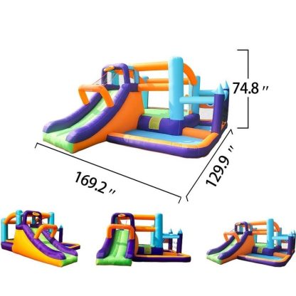 Inflatable Bounce Houses |  Inflatable Bounce House,Jumping Bouncer with Air Blower,Splash Pool to Play,Kids Slide Park for Outdoor Playing with Carry Bag Inflatable Bounce Houses Inflatable Bounce Houses