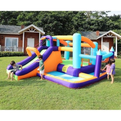 Inflatable Bounce Houses |  Inflatable Bounce House,Jumping Bouncer with Air Blower,Splash Pool to Play,Kids Slide Park for Outdoor Playing with Carry Bag Inflatable Bounce Houses Inflatable Bounce Houses