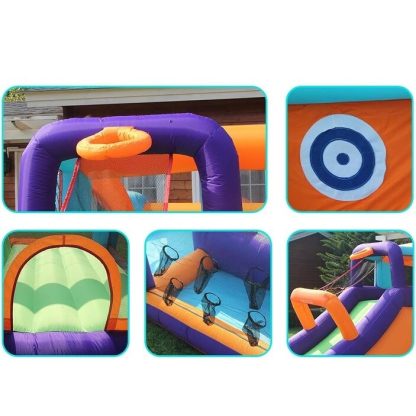 Inflatable Bounce Houses |  Inflatable Bounce House,Jumping Bouncer with Air Blower,Splash Pool to Play,Kids Slide Park for Outdoor Playing with Carry Bag Inflatable Bounce Houses Inflatable Bounce Houses